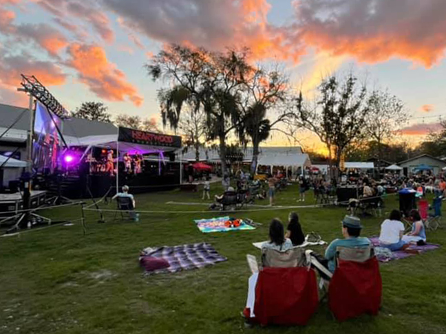 heartwood soundstage outdoor concert at sunset