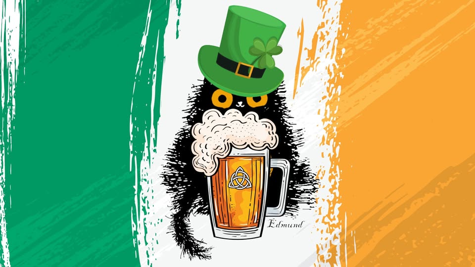 blackadder mascot illustration with colors of the irish flag