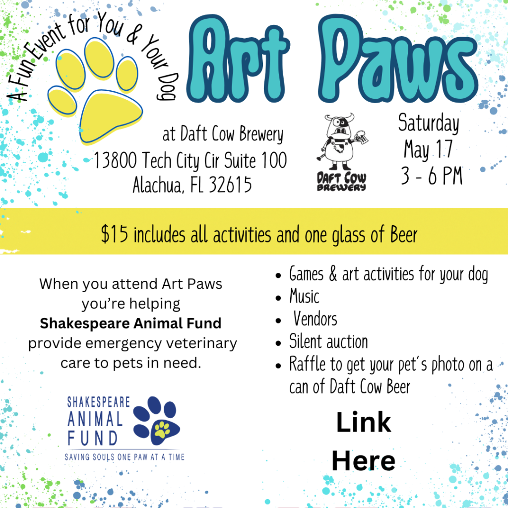 Flyer for Art Paws event at Daft Cow Brewery