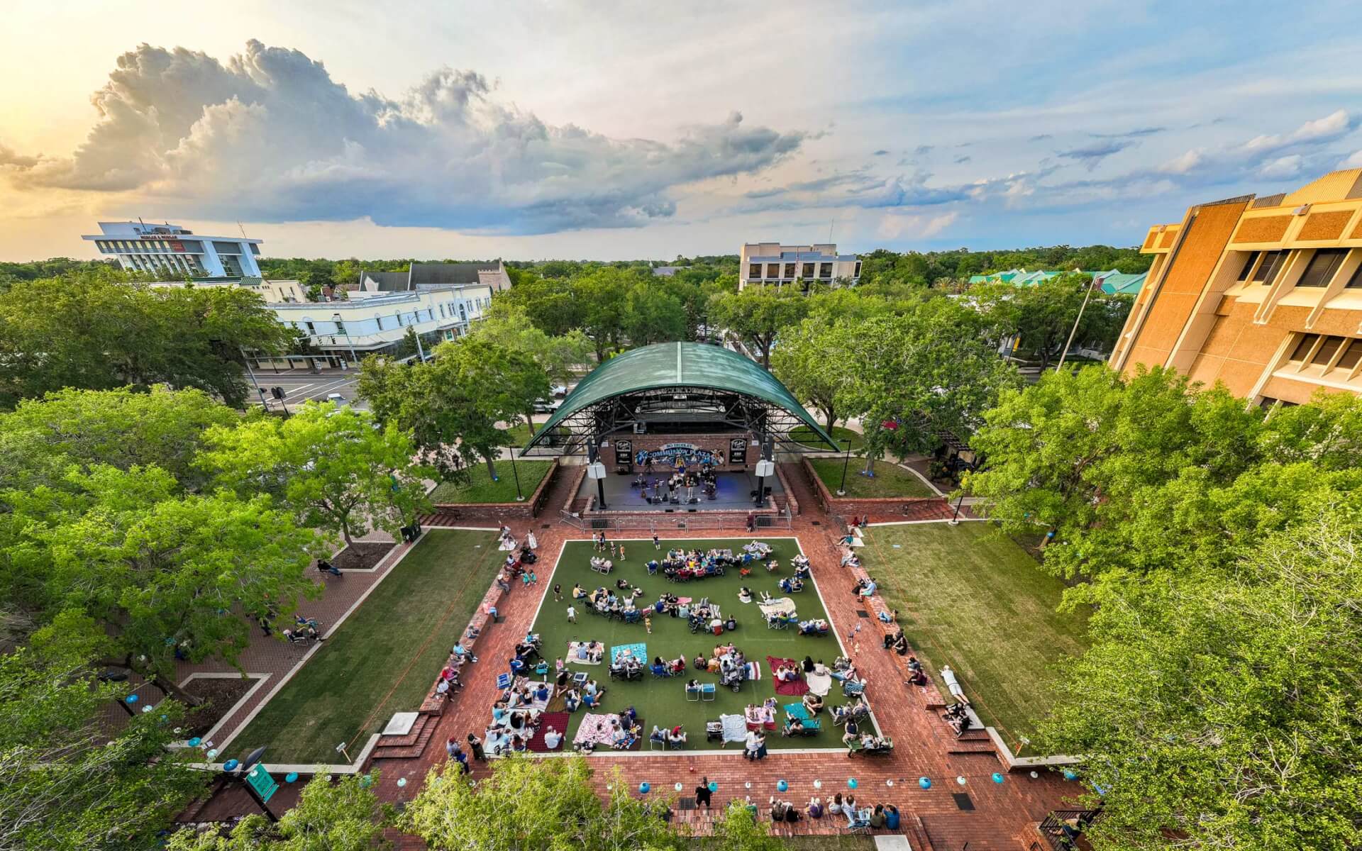 Arial photo of Bo Diddley Plaza