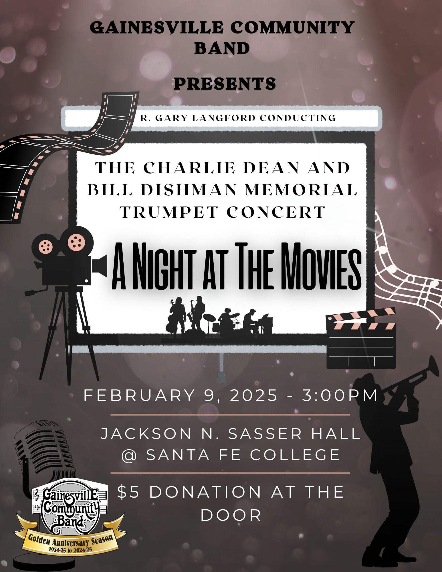 Gainesville Community Band poster for A Night at the Movies