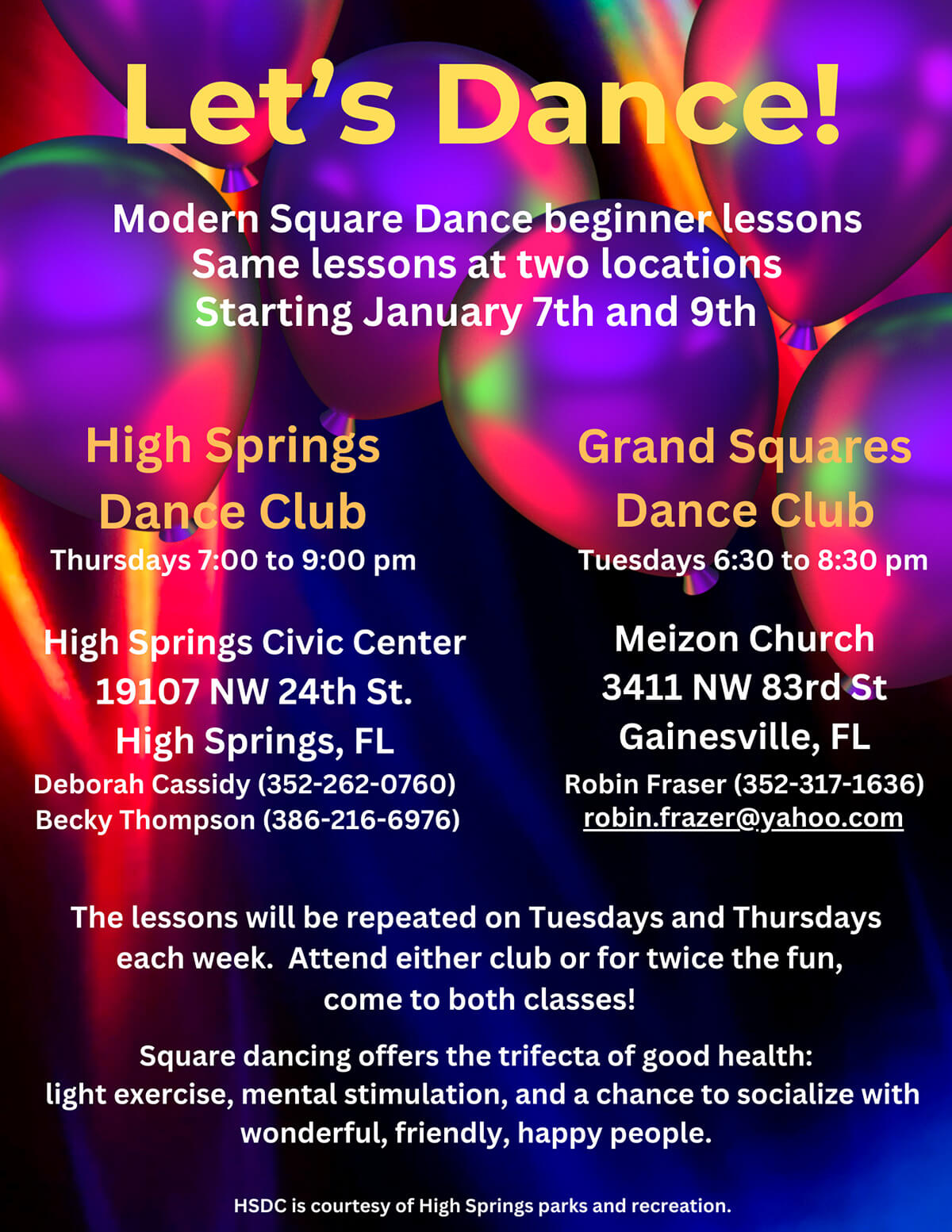 Square dancing dance lessons flyer