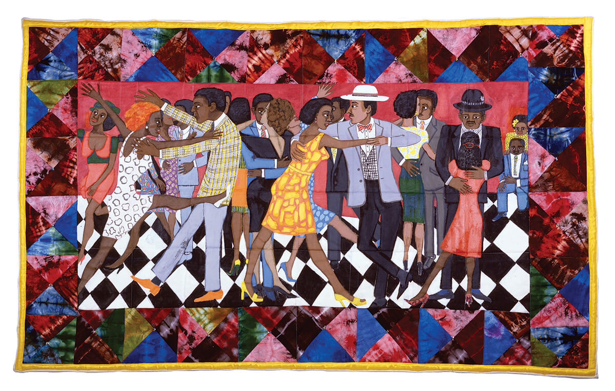 Image: Faith Ringgold (1930 – 2024), “Groovin' High,” 1986 Acrylic, beads, dye, and sequins on quilted fabric, 95 3/4 x 61 3/4 x 3 in. Spelman College Museum of Fine Art. Gift of Barbara and Ronald Balser. © 2024 Anyone Can Fly Foundation / Artists Rights Society (ARS), New York