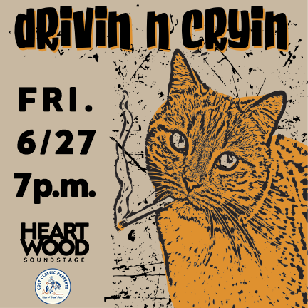 Show flyer with illustration of a cat smoking a cigarette