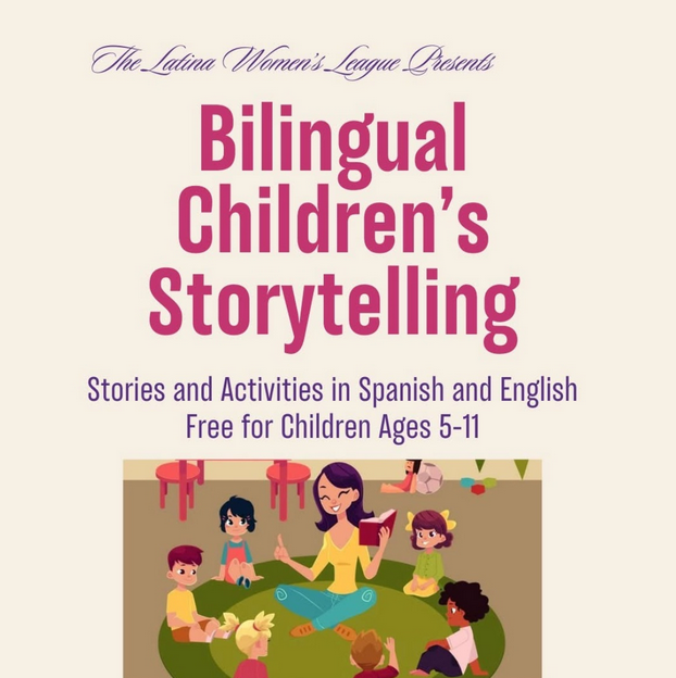 bilingual children's storytelling event flyer