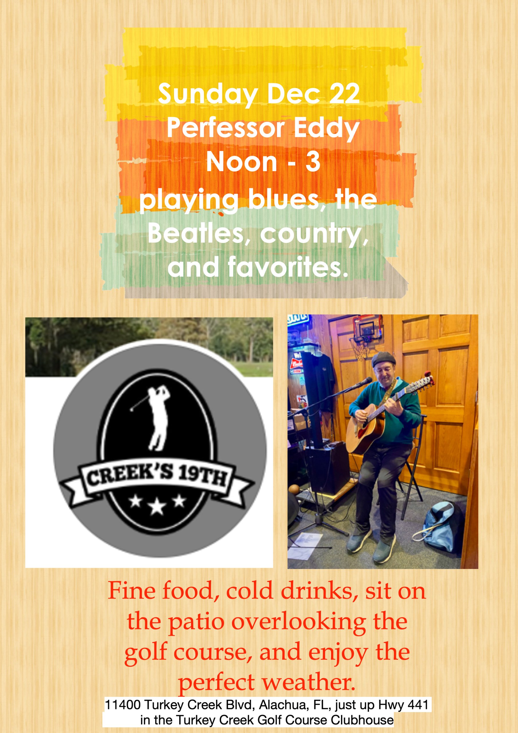 poster for live music with perfessor eddy