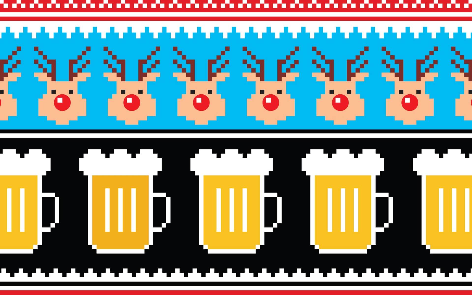 holiday sweater pattern with reindeer and beer