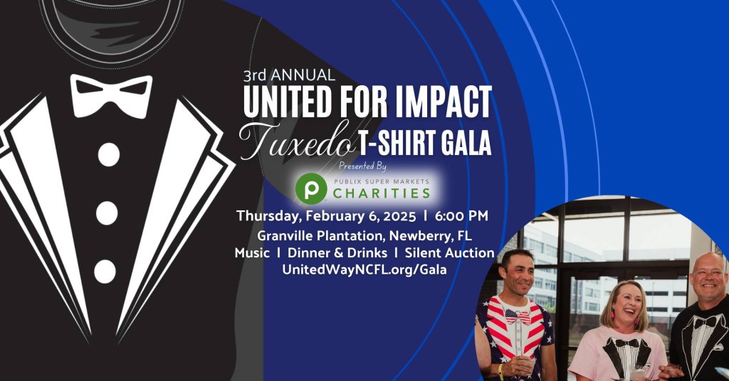 United for Impact tuxedo t-shirt gala