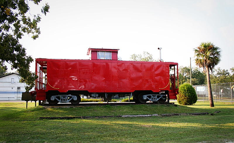 Waldo the red caboose in Alachua County, Florida.