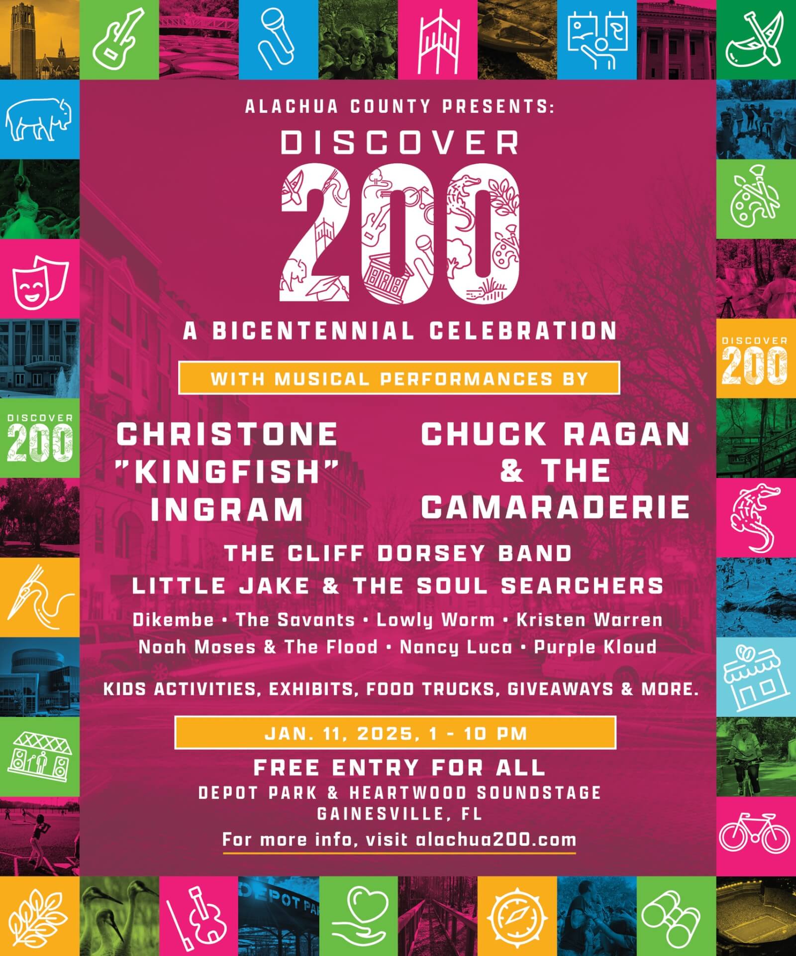 discover 200 alachua county bicentennial celebration event poster