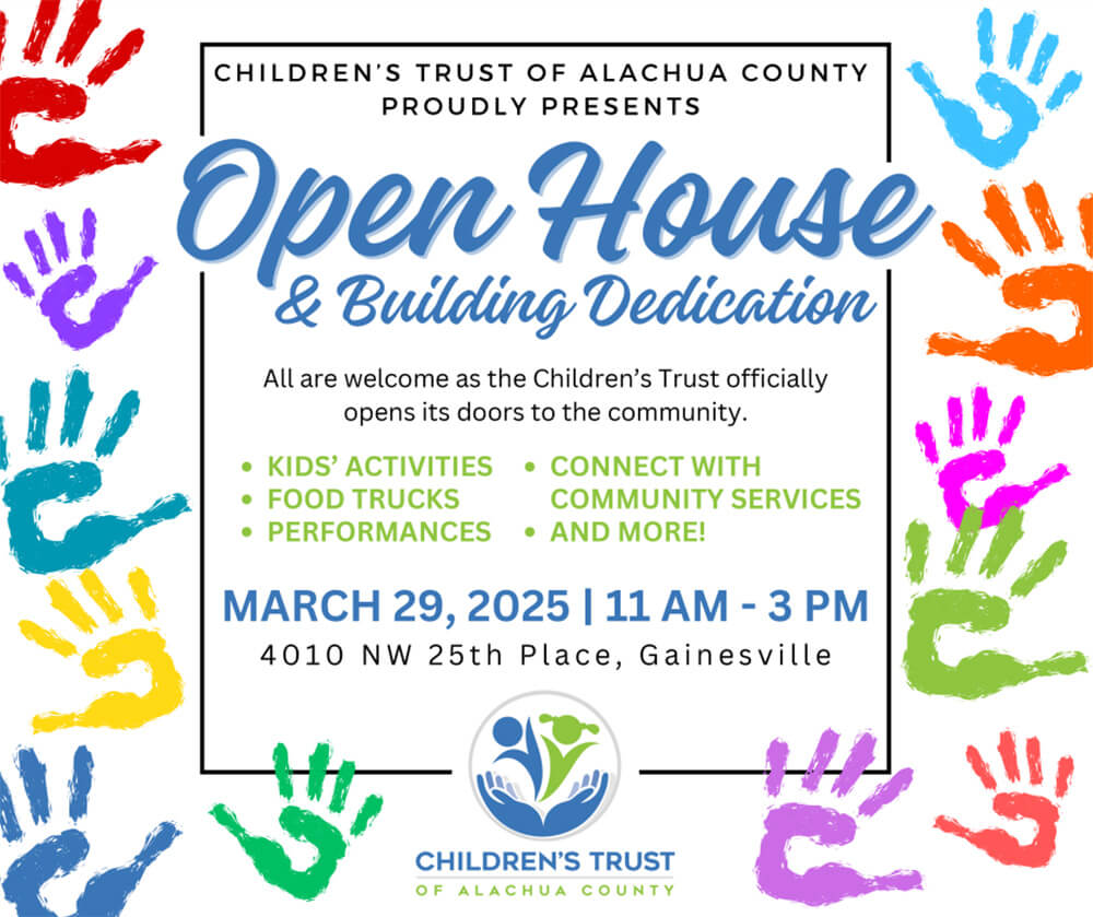 flyer for children's trust of alachua county open house