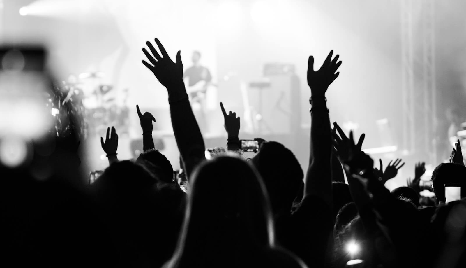 crowd watching a band