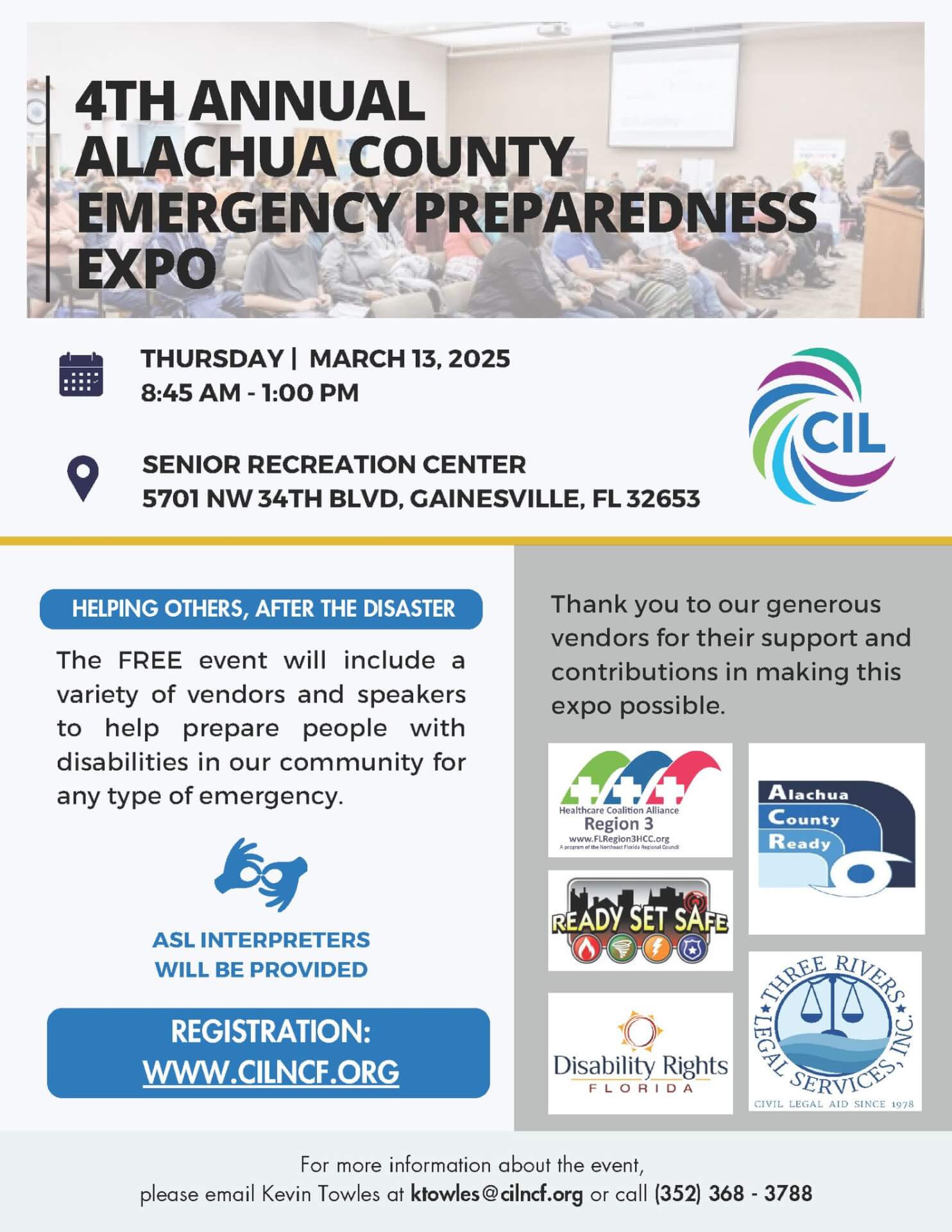 flyer for the 4th annual alachua county emergency preparedness expo