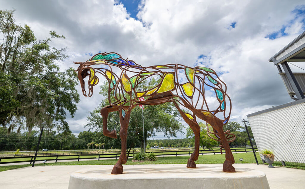 horse sculpture at alachua county equestrian center