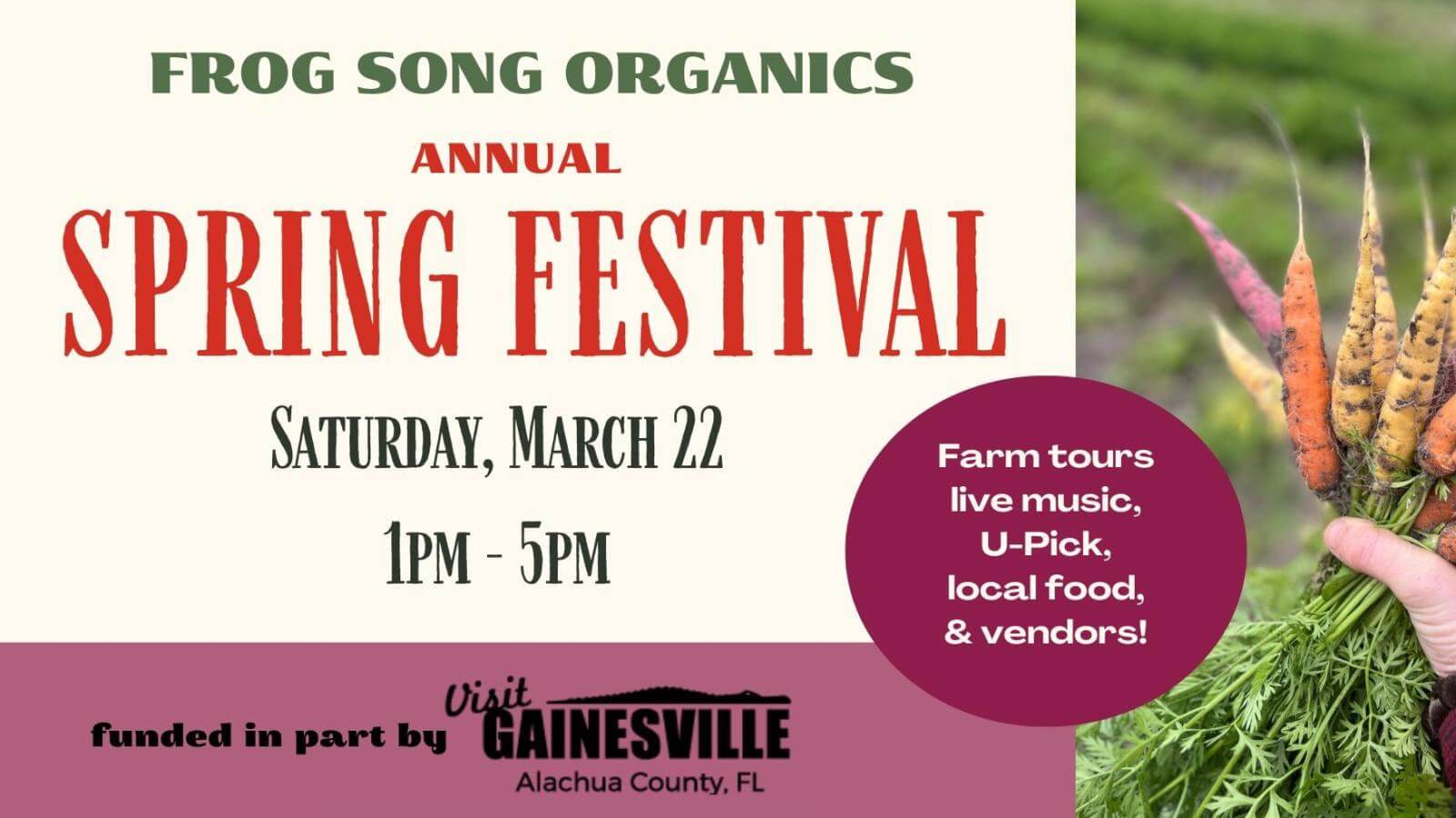 flyer for frog songs organic spring festival