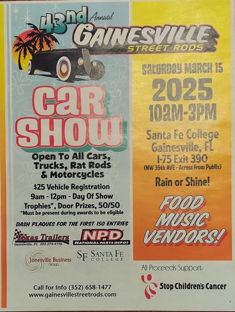 Gainesville car show event poster