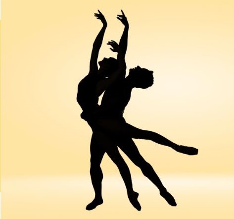 silhouette of ballet dancers