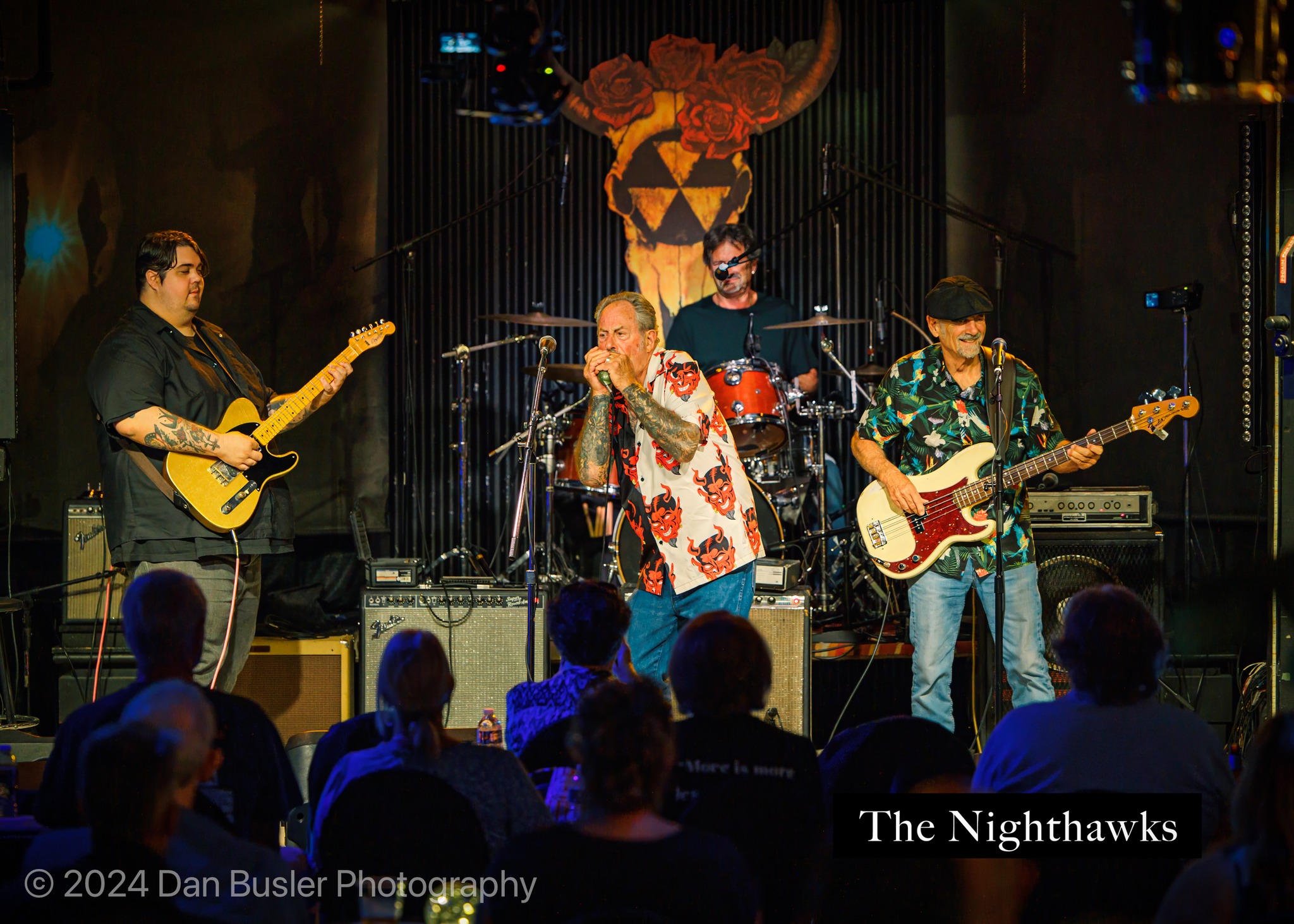 blues musicians on stage with Nighthawks