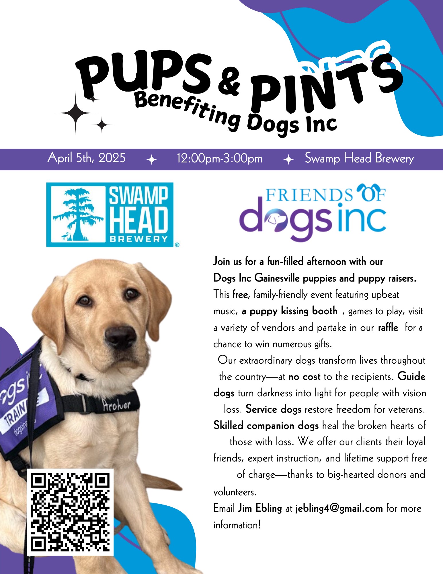 poster for pups and pints event