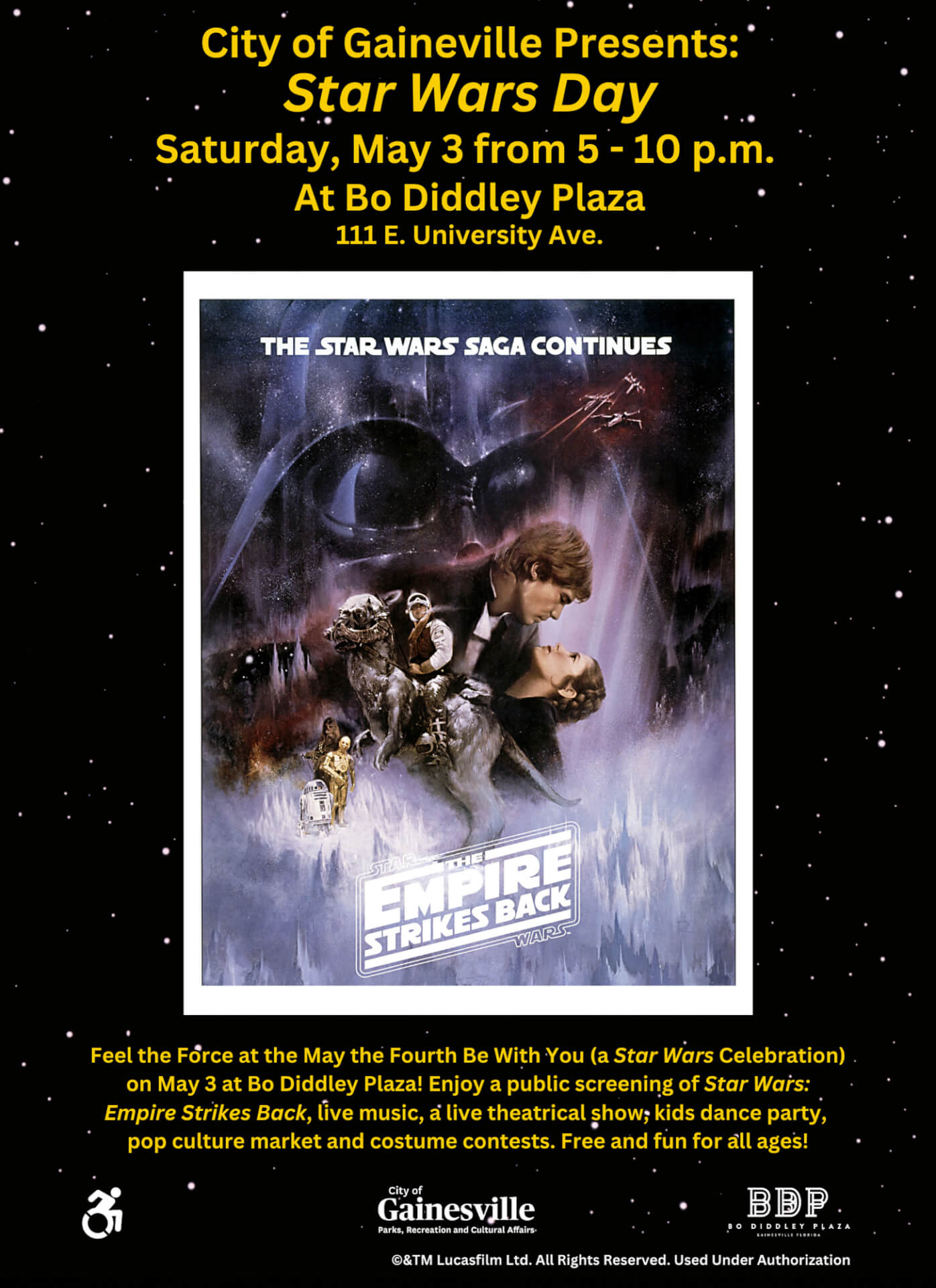 Poster for city of gainesville star wars day